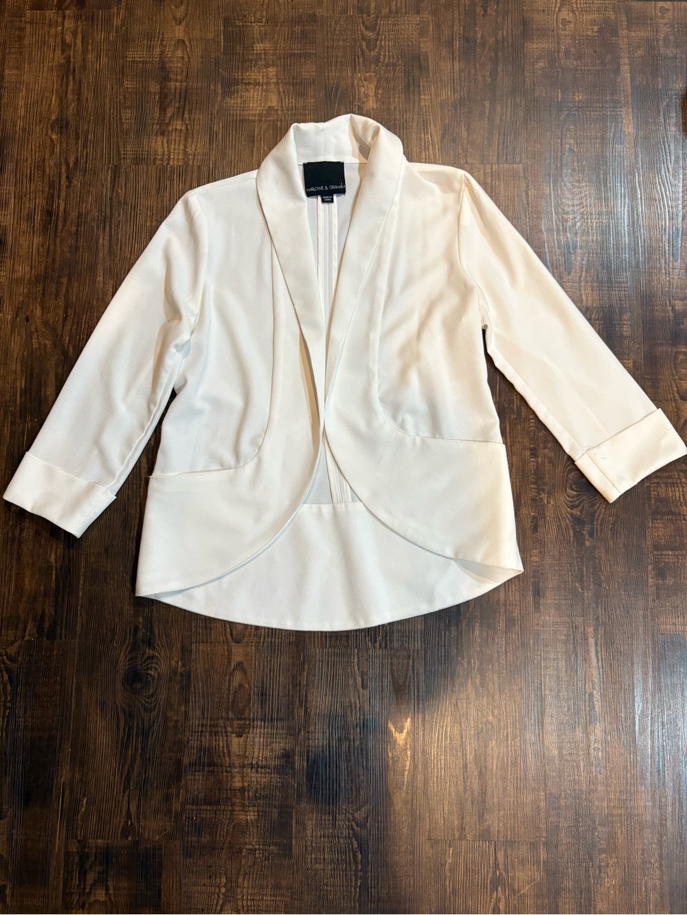 Harlowe & Graham Cream Open-Front Draped Blazer